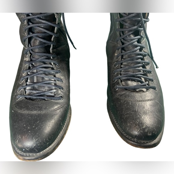 FREE PEOPLE X Faryl Robin RARE Caspian Black Over Knee Lace Up Boots Size 10 - Picture 7 of 14